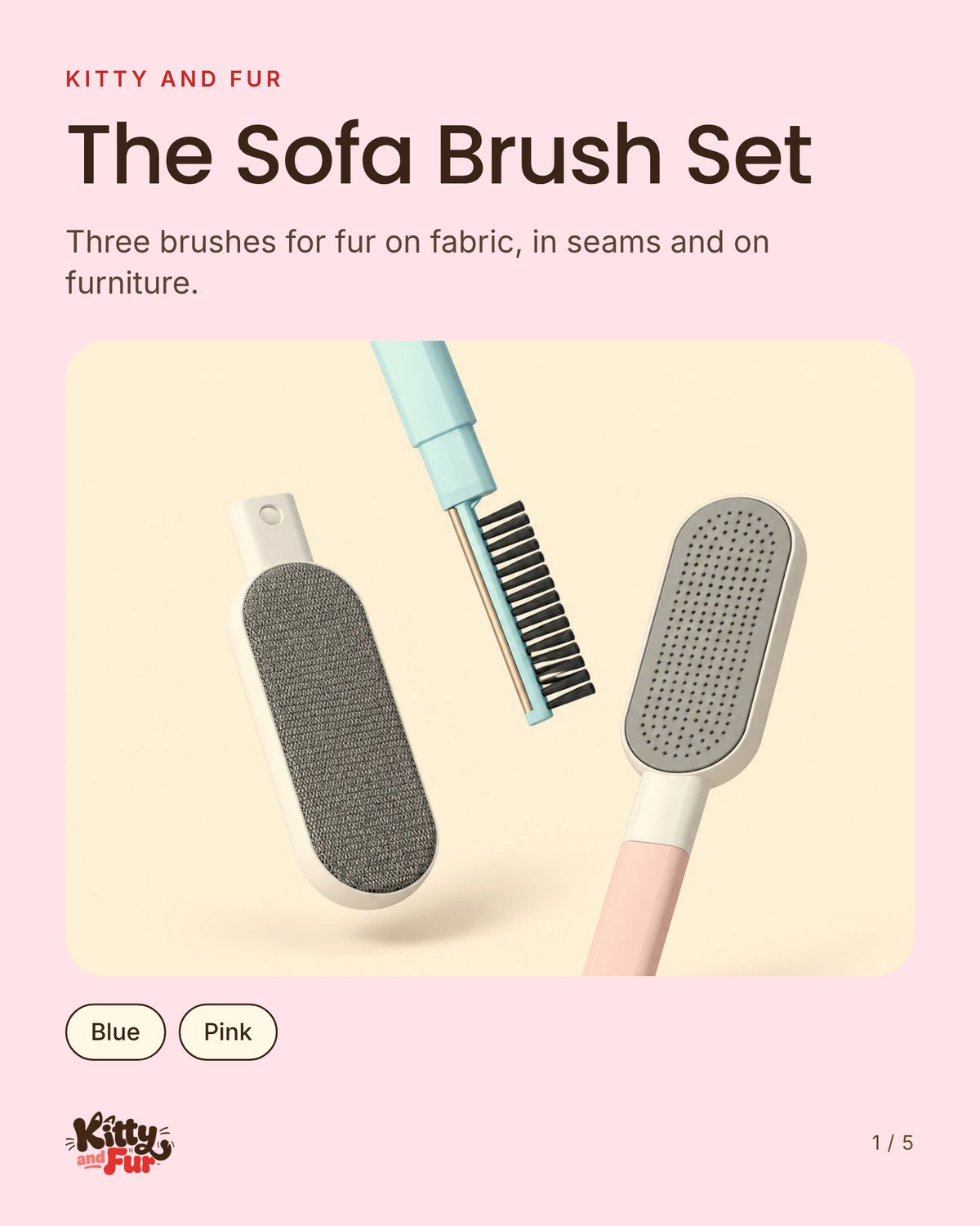 The Sofa Brush Set: three brushes for fabric, seams and furniture