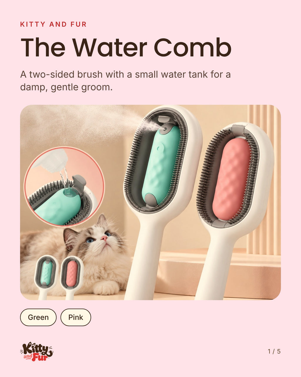 The Water Comb: a two-sided brush with a small water tank